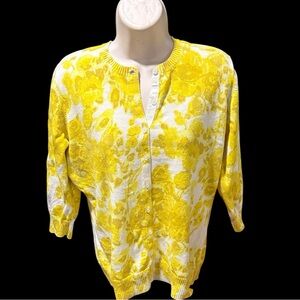 Isaac Mizrahi Vibrant Yellow Floral Cardigan